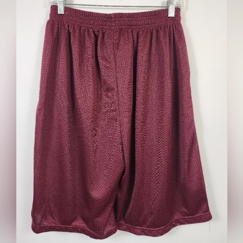 Burgundy Mesh Basketball Shorts Athletic Gym Drawstring Size XL - Picture 2 of 10